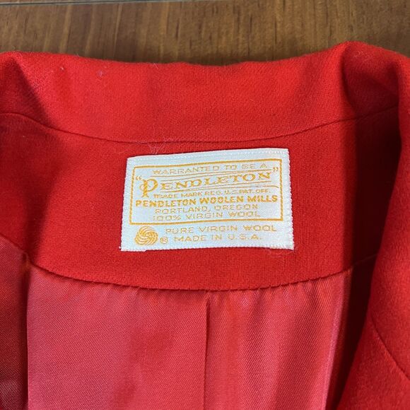 VTG Pendleton Blazer Women 10 Red 100% Wool Two Button Lined Jacket Made USA 60s - Picture 2 of 16